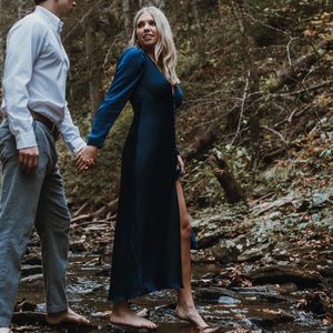 Bardot full length navy dress. NWT.